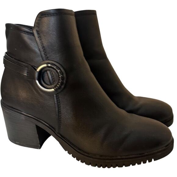 Baretraps Felicia Vegan Leather Chunky Heel Side Zip Black Ankle Boots Sz 8.5 M - Picture 4 of 16